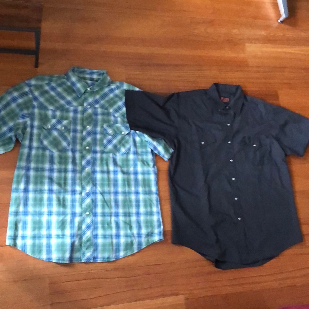 Plains Western Wear snap down short sleeve shirts